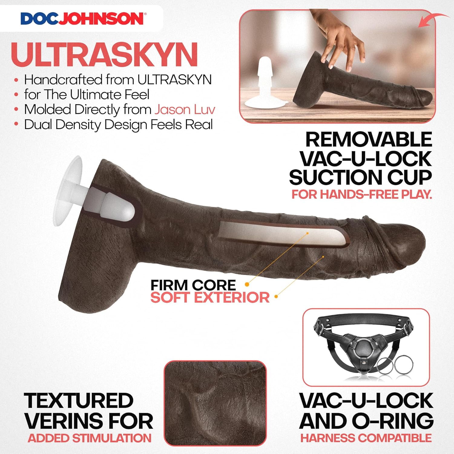 Consolador Realista ULTRASKYN Jason Luv – 10" Doble Densidad - Image 5