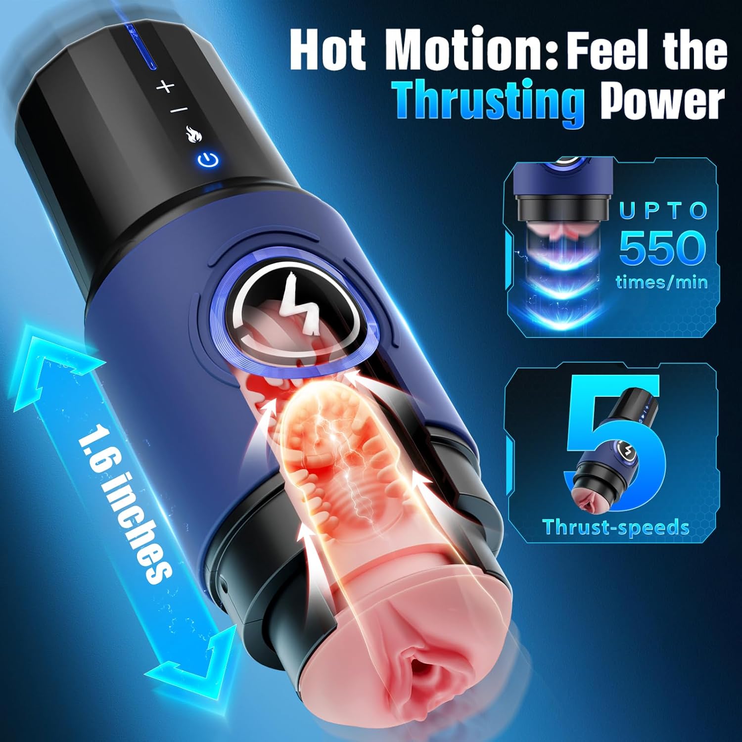 Masturbador masculino automático con empuje, vibración y calor - Image 2