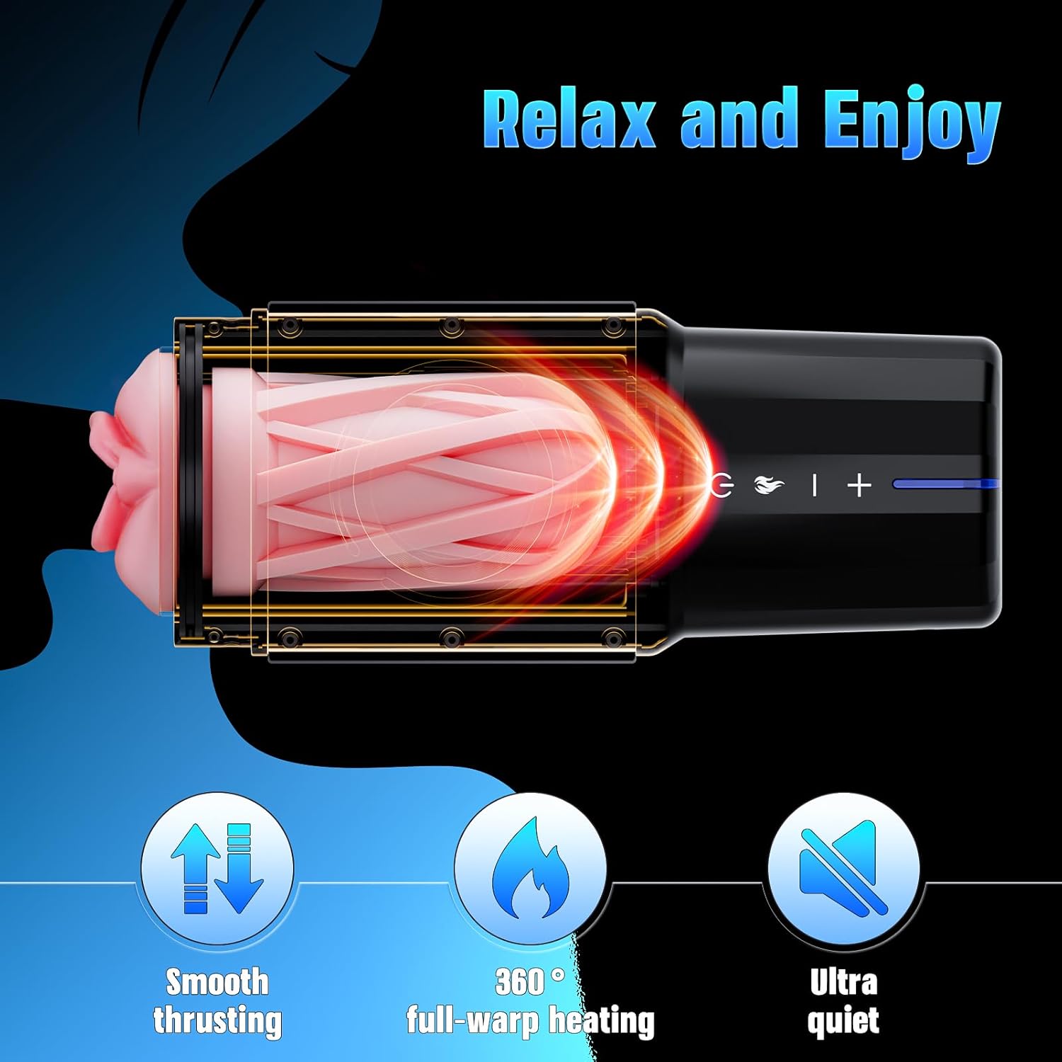 Masturbador masculino automático con empuje, vibración y calor - Image 5
