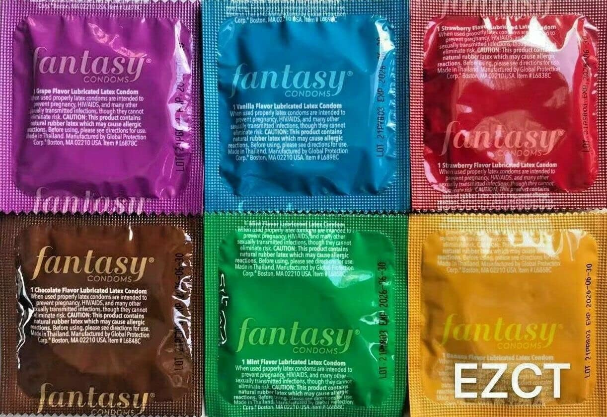 Condones con Sabor Fantasy Mix – Vainilla, Fresa, Menta, Uva, Chocolate y Plátano - Image 2