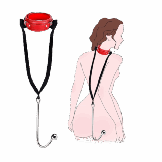 Juego de retención de gancho anal con cadena de cuero - para parejas atrevidas
